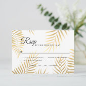 Imitate Gold Foil Palm Blätter Tropical Beach Hoch RSVP Karte (Stehend Vorderseite)