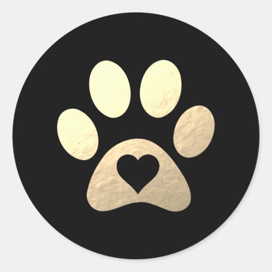 Imitate Gold Foil Paw Print Heft Round Aufkleber (Vorderseite)