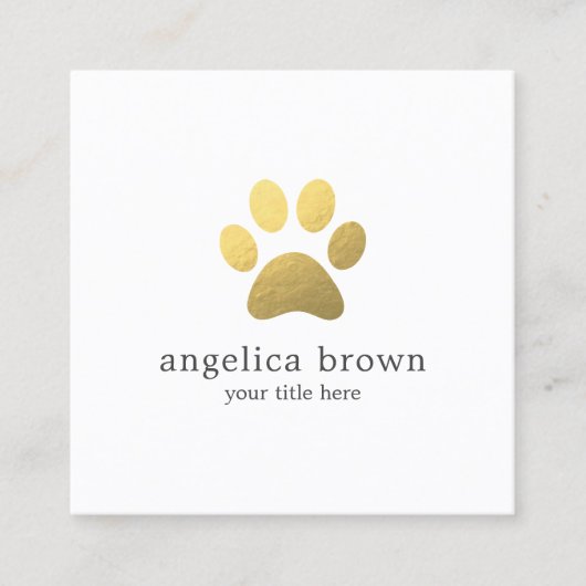 Imitate Gold Foil Paw Print Quadratische Visitenkarte (Vorderseite)