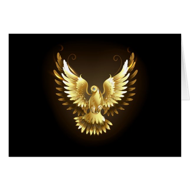 Imitate Gold Foil Peace Dove auf Black (Vorderseite (Horizontal))
