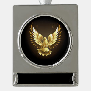 Imitate Gold Foil Peace Dove auf Black Banner-Ornament Silber