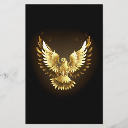 Imitate Gold Foil Peace Dove auf Black Briefpapier (Vorderseite)