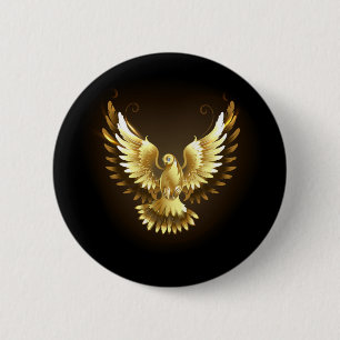 Imitate Gold Foil Peace Dove auf Black Button