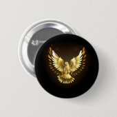 Imitate Gold Foil Peace Dove auf Black Button (Vorne & Hinten)
