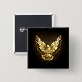 Imitate Gold Foil Peace Dove auf Black Button (Vorne & Hinten)