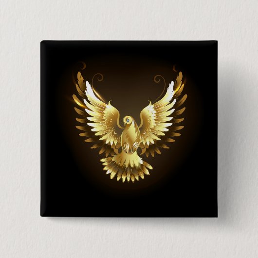 Imitate Gold Foil Peace Dove auf Black Button (Vorderseite)