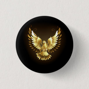 Imitate Gold Foil Peace Dove auf Black Button