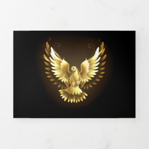 Imitate Gold Foil Peace Dove auf Black Dreifach Gefaltete Einladung