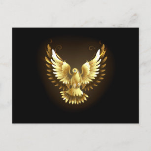 Imitate Gold Foil Peace Dove auf Black Feiertagspostkarte