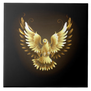 Imitate Gold Foil Peace Dove auf Black Fliese
