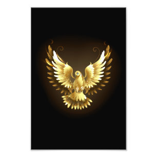 Imitate Gold Foil Peace Dove auf Black Fotodruck