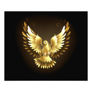Imitate Gold Foil Peace Dove auf Black Fotodruck
