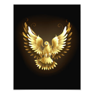 Imitate Gold Foil Peace Dove auf Black Fotodruck