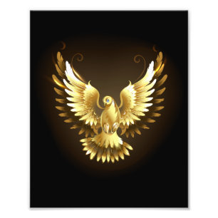 Imitate Gold Foil Peace Dove auf Black Fotodruck