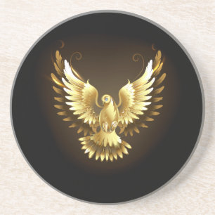 Imitate Gold Foil Peace Dove auf Black Getränkeuntersetzer