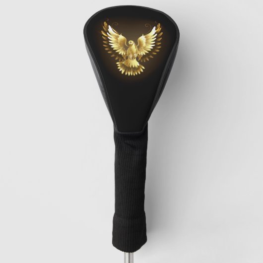 Imitate Gold Foil Peace Dove auf Black Golf Headcover (Vorderseite)