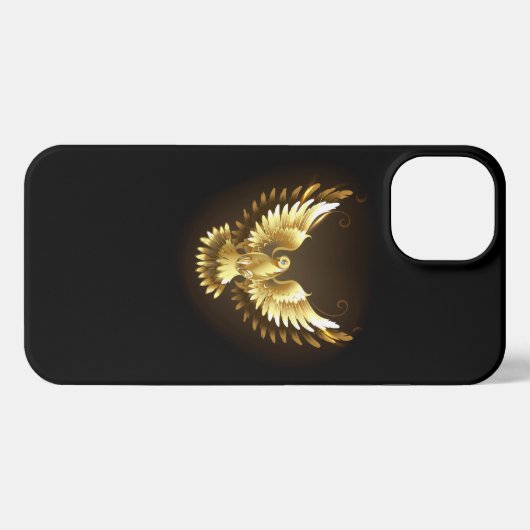 Imitate Gold Foil Peace Dove auf Black iPhone Hülle (Rückseite (Horizontal))