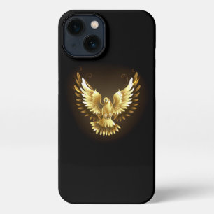 Imitate Gold Foil Peace Dove auf Black iPhone 13 Hülle