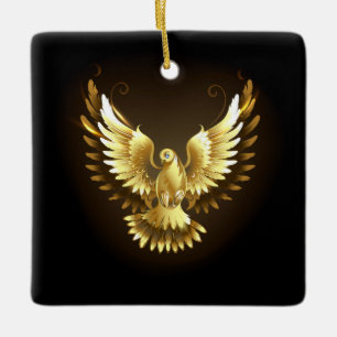 Imitate Gold Foil Peace Dove auf Black Keramikornament