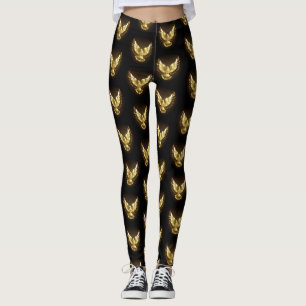 Imitate Gold Foil Peace Dove auf Black Leggings