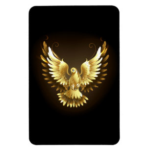 Imitate Gold Foil Peace Dove auf Black Magnet
