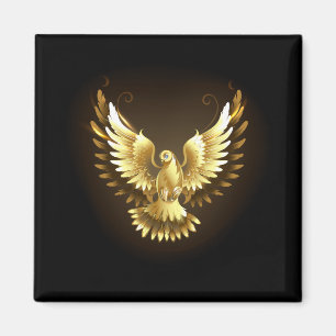 Imitate Gold Foil Peace Dove auf Black Magnet