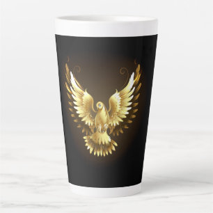 Imitate Gold Foil Peace Dove auf Black Milchtasse