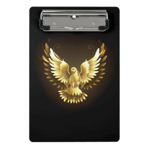 Imitate Gold Foil Peace Dove auf Black Mini Klemmbrett