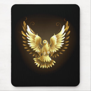 Imitate Gold Foil Peace Dove auf Black Mousepad