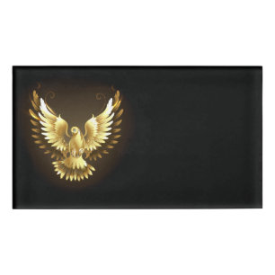 Imitate Gold Foil Peace Dove auf Black Namenschild