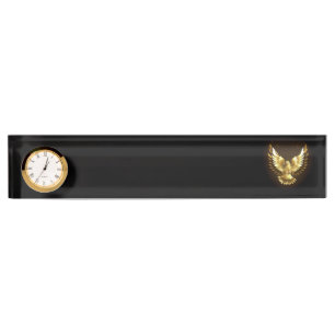 Imitate Gold Foil Peace Dove auf Black Namensplakette