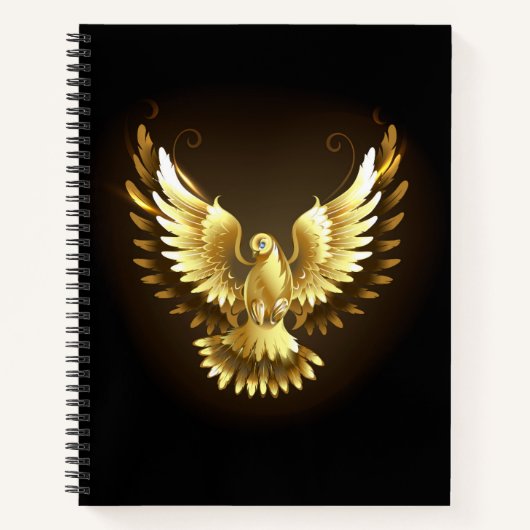 Imitate Gold Foil Peace Dove auf Black Notizblock (Vorderseite)