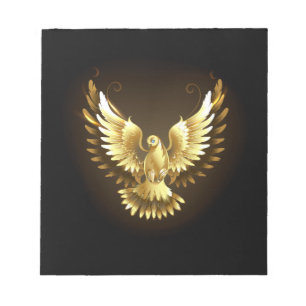 Imitate Gold Foil Peace Dove auf Black Notizblock