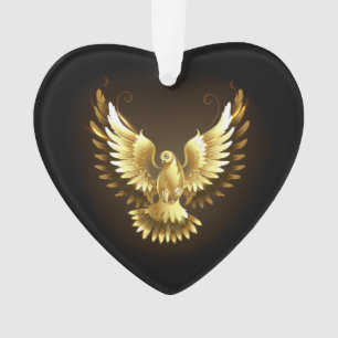 Imitate Gold Foil Peace Dove auf Black Ornament