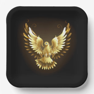Imitate Gold Foil Peace Dove auf Black Pappteller