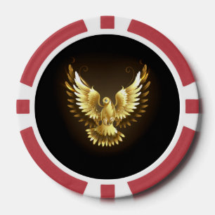 Imitate Gold Foil Peace Dove auf Black Pokerchips