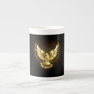 Imitate Gold Foil Peace Dove auf Black Porzellantasse