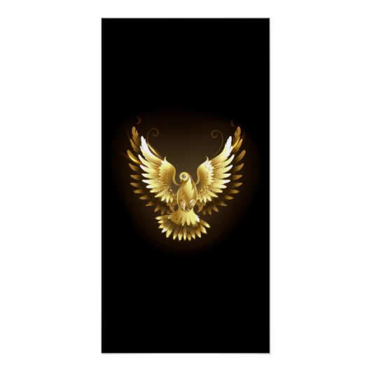 Imitate Gold Foil Peace Dove auf Black Poster (Vorderseite)