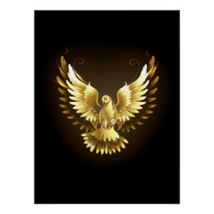 Imitate Gold Foil Peace Dove auf Black Poster