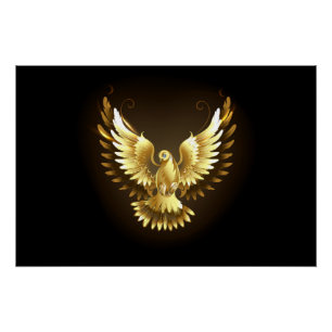 Imitate Gold Foil Peace Dove auf Black Poster