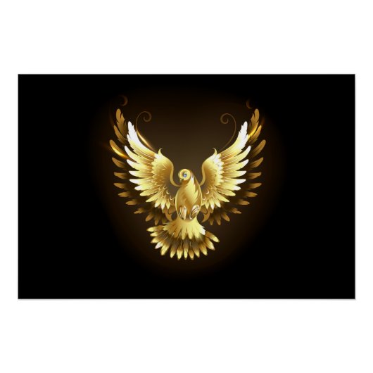 Imitate Gold Foil Peace Dove auf Black Poster (Vorderseite)