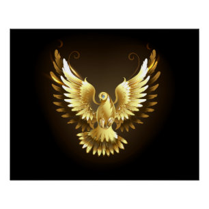 Imitate Gold Foil Peace Dove auf Black Poster