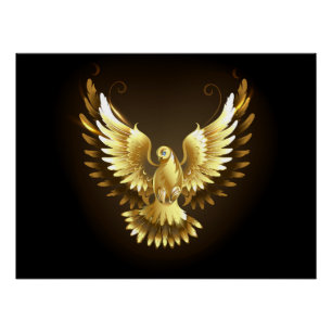 Imitate Gold Foil Peace Dove auf Black Poster