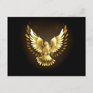 Imitate Gold Foil Peace Dove auf Black Postkarte