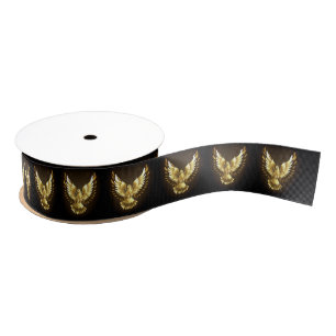 Imitate Gold Foil Peace Dove auf Black Ripsband