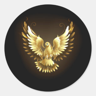 Imitate Gold Foil Peace Dove auf Black Runder Aufkleber