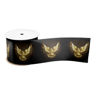 Imitate Gold Foil Peace Dove auf Black Satinband