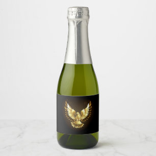 Imitate Gold Foil Peace Dove auf Black Schaumweinetikett
