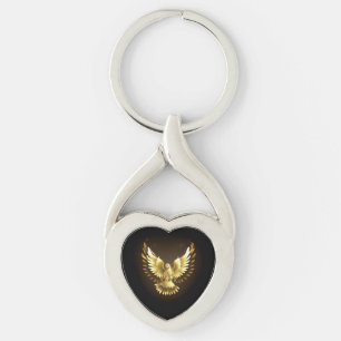 Imitate Gold Foil Peace Dove auf Black Schlüsselanhänger