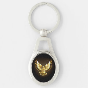 Imitate Gold Foil Peace Dove auf Black Schlüsselanhänger